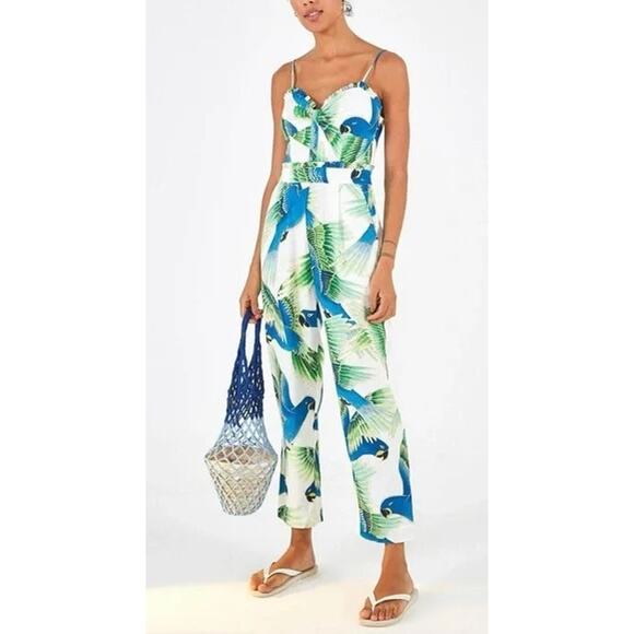 FARM Rio Pants - FARM Rio - Spaghetti Strap Araras Parrot & Palm Jumpsuit